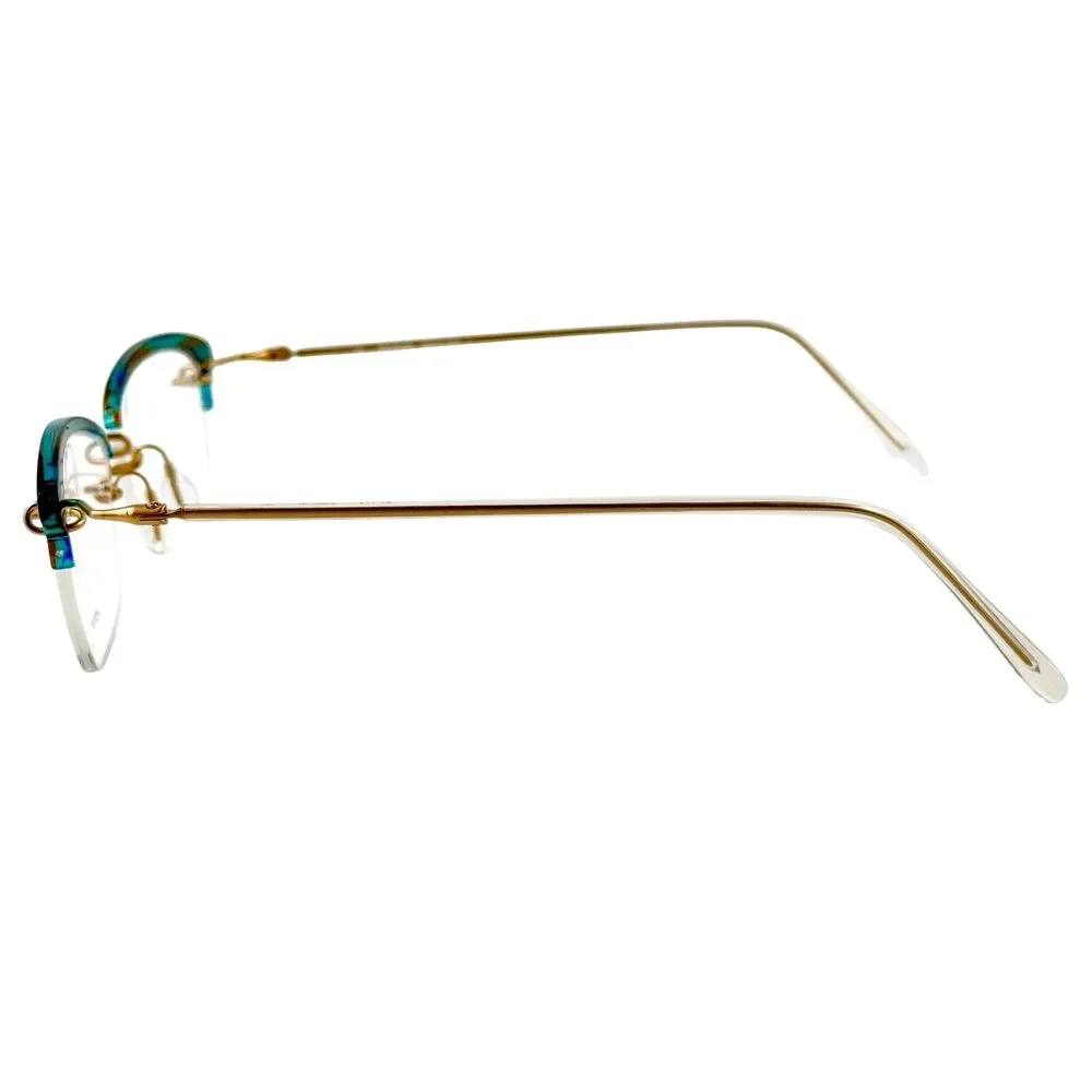 Kazuo Kawasaki MP719PO Womens Plastic Eyeglass Frame 08 Green Gold 47-19 Japan